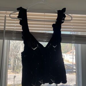 We The Free Black Crochet Crop Top